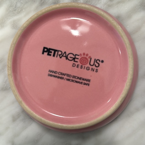 Pink Gray Cat Design Stoneware Bowl by Petrageous Designs - Picture 2 of 3
